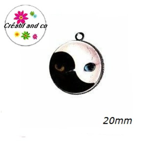 Pendentif cabochon panthère yin yang 20mm