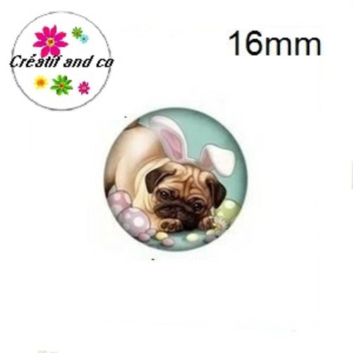 X2 cabochons chien humoristique 16mm