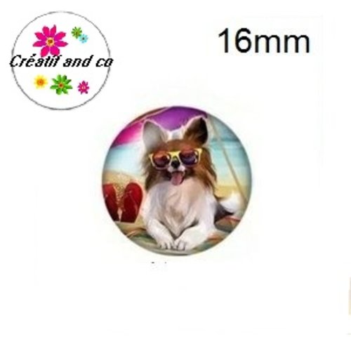 X2 cabochons chien humoristique 16mm