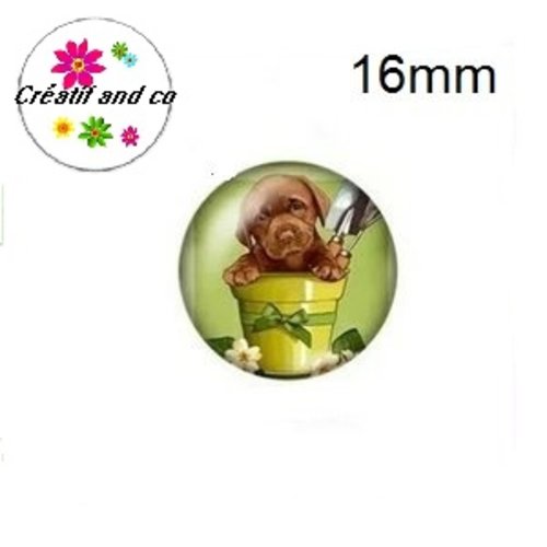 X2 cabochons chien humoristique 16mm