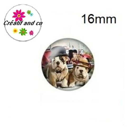 X2 cabochons chien humoristique 16mm