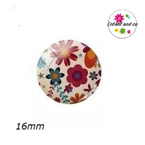 X2 cabochons fleuris 16mm