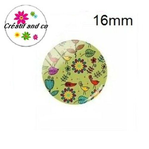X2 cabochons fleuris 16mm