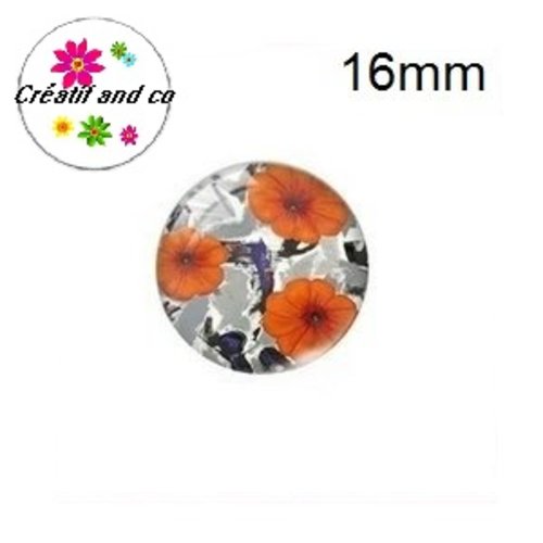 X2 cabochons fleuris 16mm