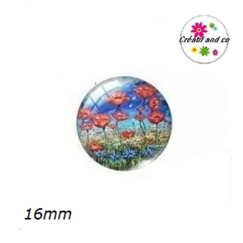 X2 cabochons fleuris 16mm