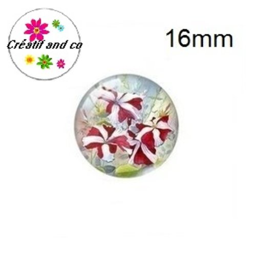 X2 cabochons fleuris 16mm