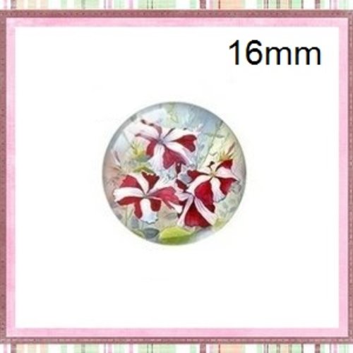 X2 cabochons fleuris 16mm