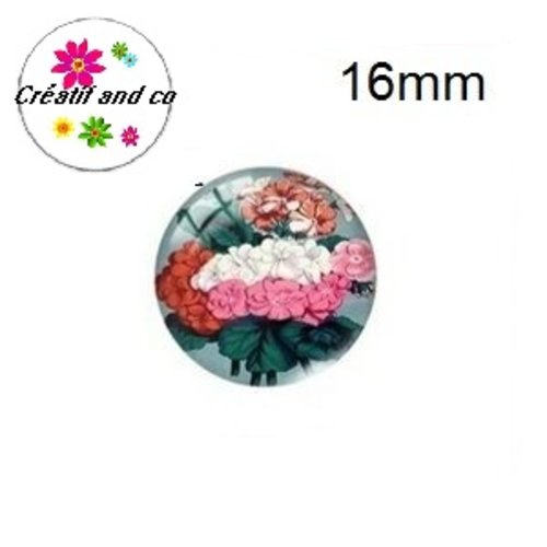 X2 cabochons fleuris 16mm