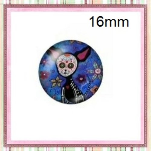 X2 cabochons chien skully 16mm