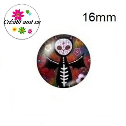 X2 cabochons chauve souris skully 16mm