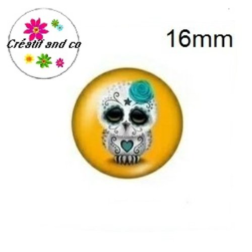 X2 cabochons hibou skully 16mm