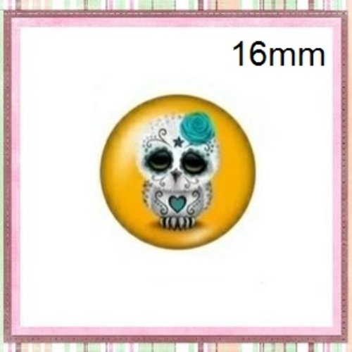 X2 cabochons hibou skully 16mm