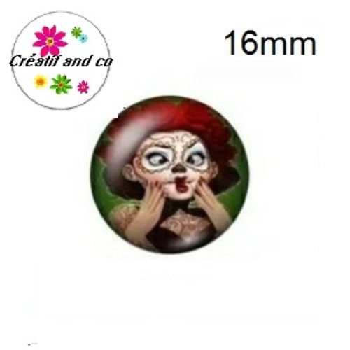 X2 cabochons femme skully 16mm