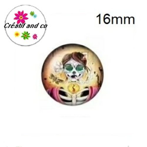 X2 cabochons femme skully 16mm