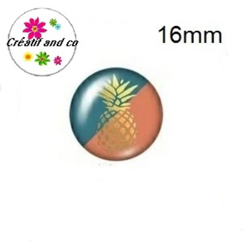X2 cabochons ananas doré 16mm
