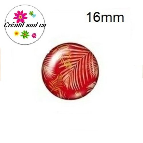 X2 cabochons feuille dorée 16mm