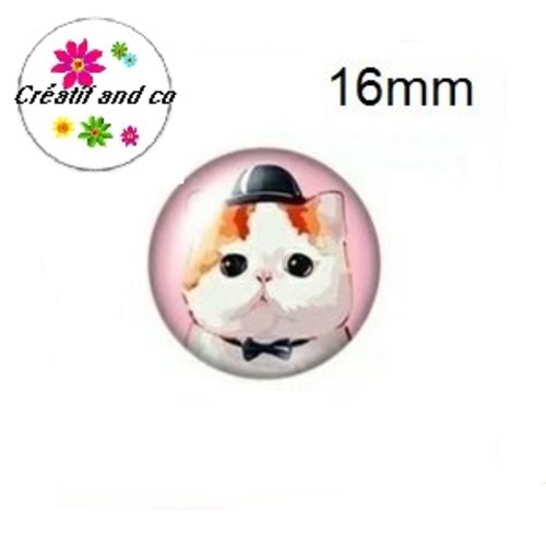 X2 cabochons chat 16mm
