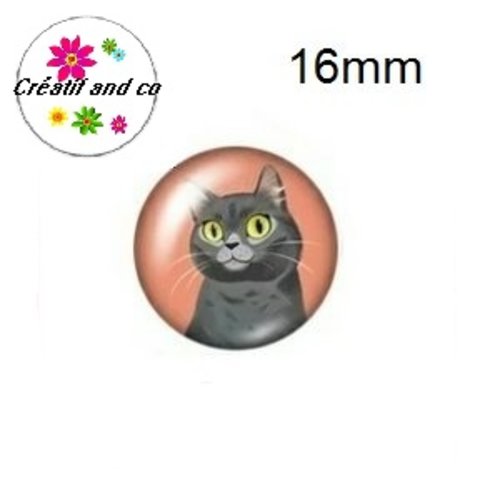 X2 cabochons chat 16mm