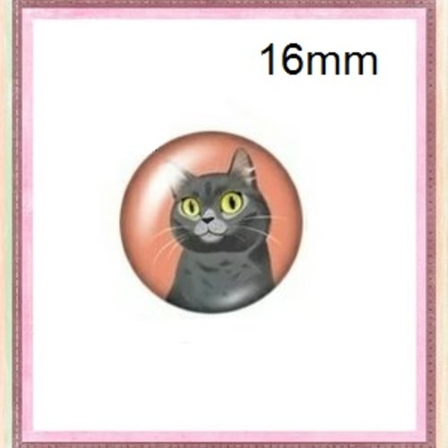 X2 cabochons chat 16mm