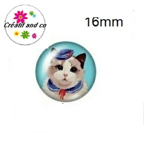 X2 cabochons chat 16mm