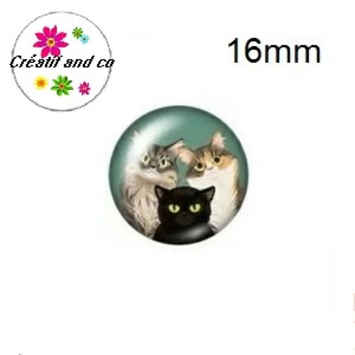 X2 cabochons trio de chats 16mm