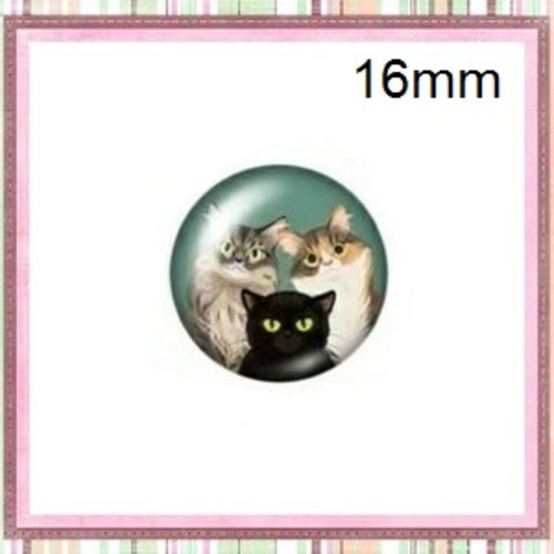 X2 cabochons trio de chats 16mm