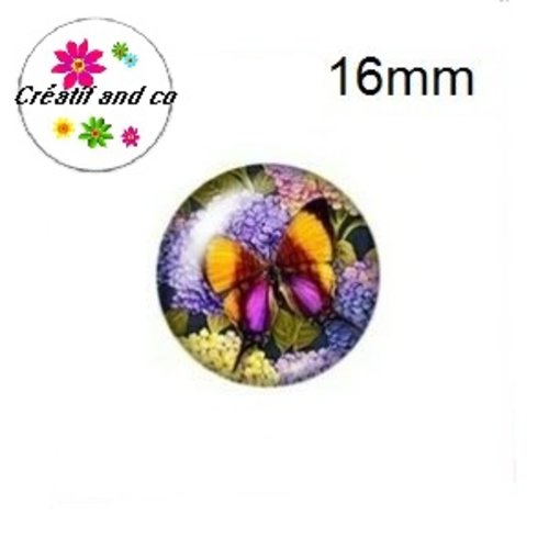 X2 cabochons fleur et papillon 16mm