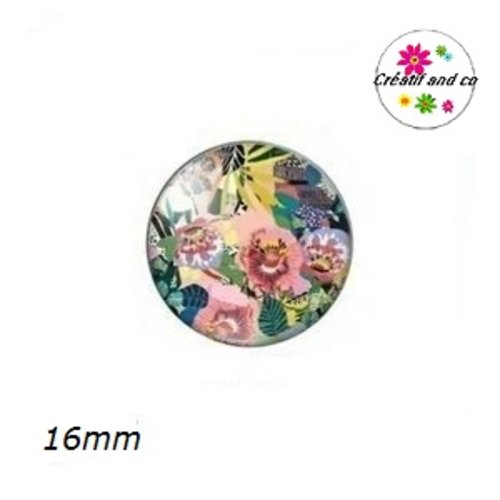 X2 cabochons fleuris 16mm