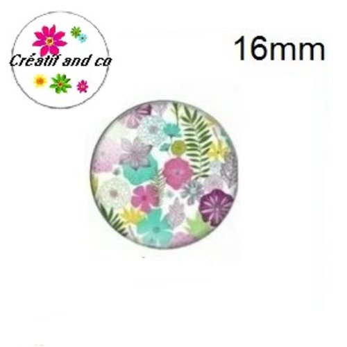 X2 cabochons fleuris 16mm