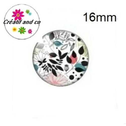 X2 cabochons fleuris 16mm