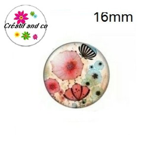 X2 cabochons fleuris 16mm