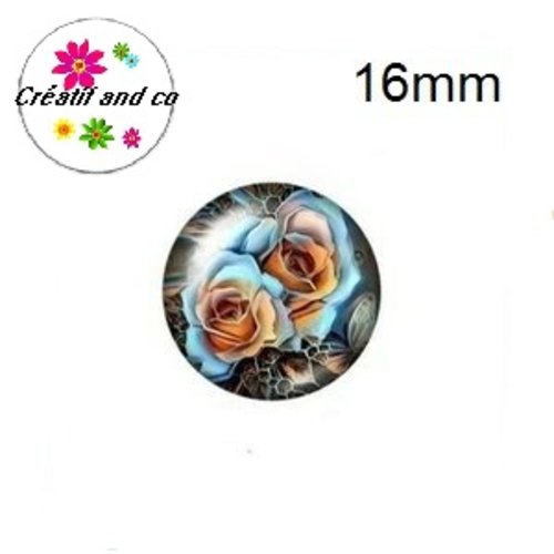 X2 cabochons fleuris 16mm