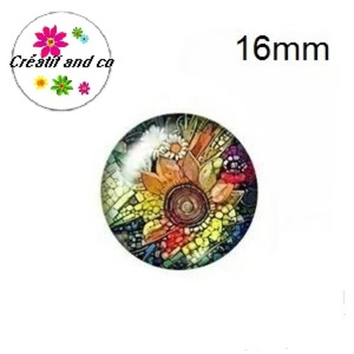 X2 cabochons fleuris 16mm