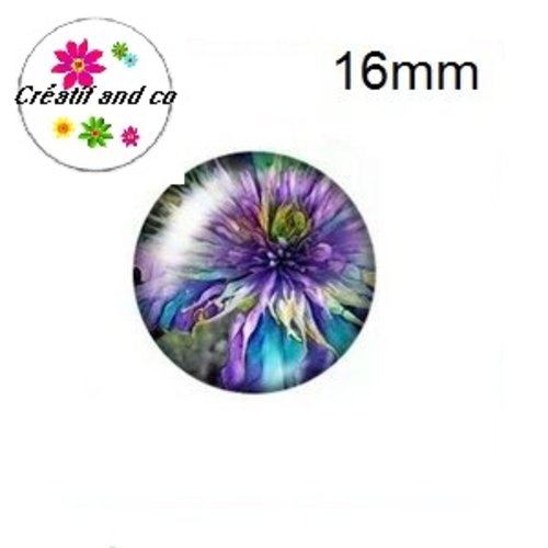 X2 cabochons fleuris 16mm