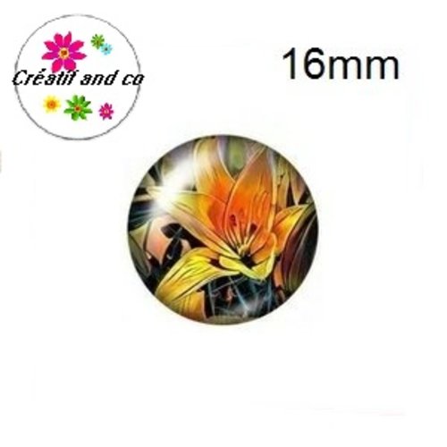 X2 cabochons fleuris 16mm