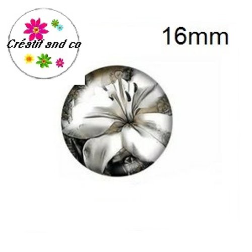 X2 cabochons fleuris 16mm