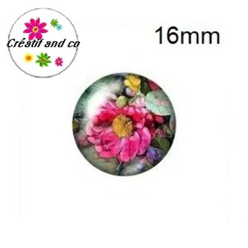 X2 cabochons fleuris 16mm