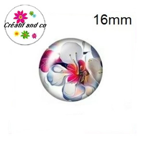 X2 cabochons fleuris 16mm