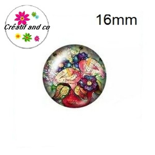 X2 cabochons fleuris 16mm