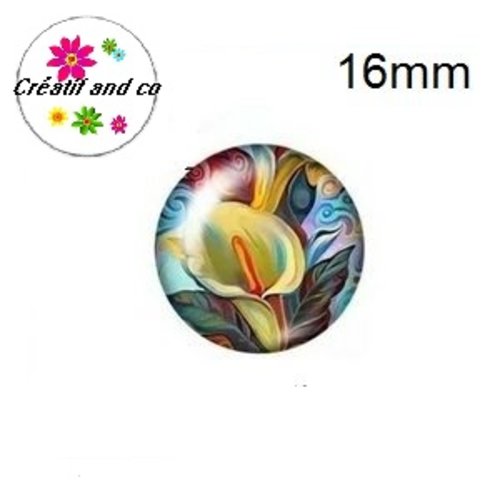 X2 cabochons fleuris 16mm
