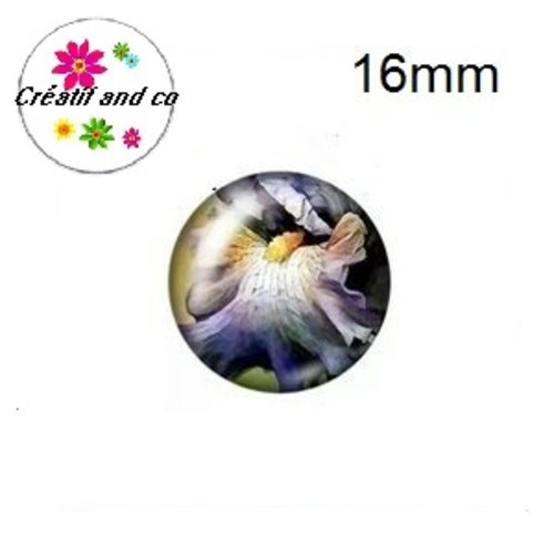 X2 cabochons fleuris 16mm