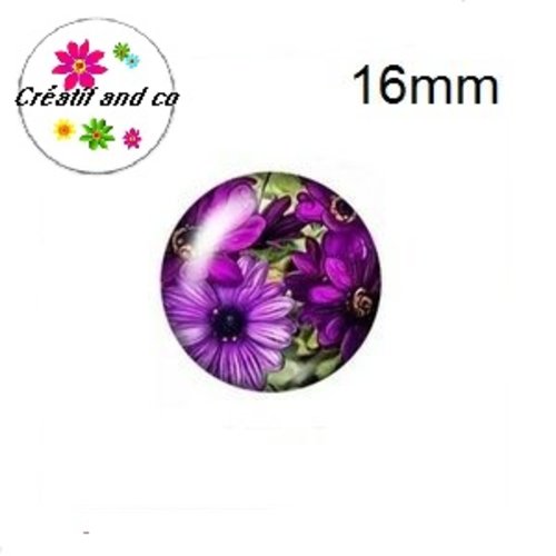 X2 cabochons fleuris 16mm