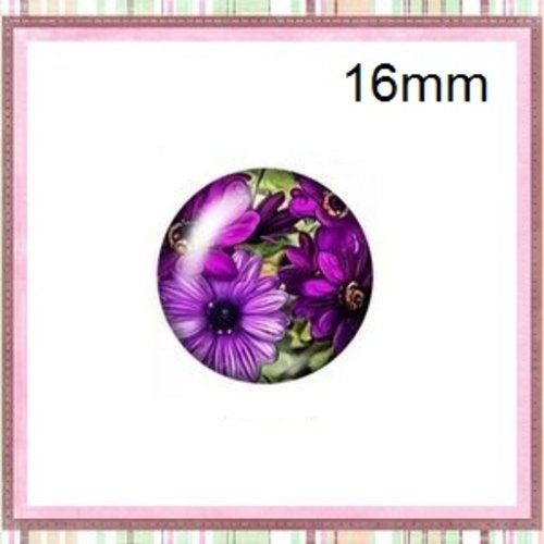 X2 cabochons fleuris 16mm