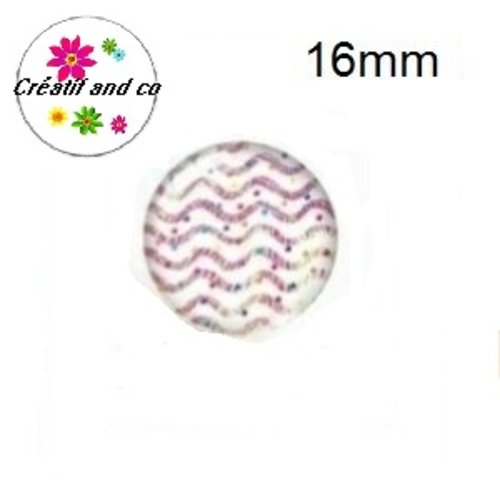X2 cabochons motif vague 16mm