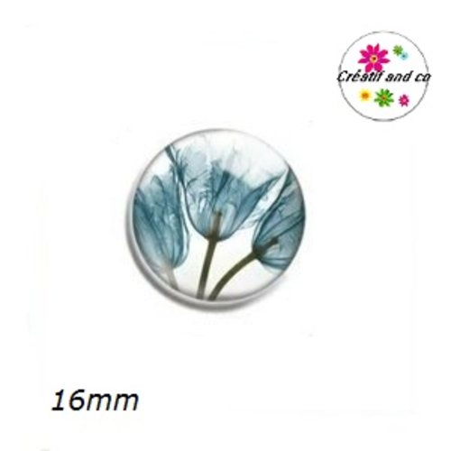 X2 cabochons trio de fleurs 16mm