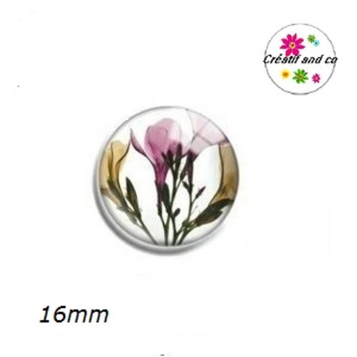 X2 cabochons trio de fleurs 16mm