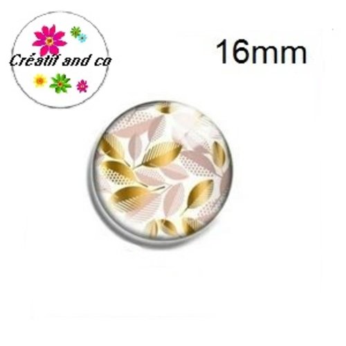 X2 cabochons feuilles dorées 16mm