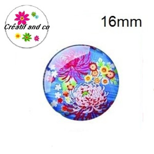 X2 cabochons fleuris 16mm