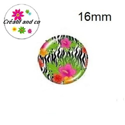 X2 cabochons fleuris 16mm
