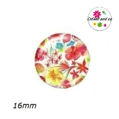 X2 cabochons fleuris 16mm